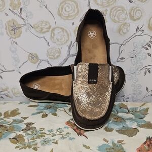 Ariat Gold and Black Metallic Flats